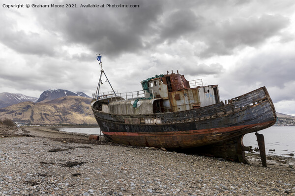 Ship wreck at Corpach Picture Board by Graham Moore