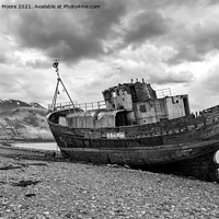 Buy canvas prints of Ship wreck at Corpach monochrome by Graham Moore