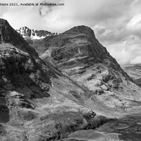 Buy canvas prints of Three Sisters of Glencoe monochrome by Graham Moore