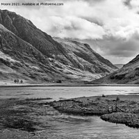 Buy canvas prints of Loch Achtriochtan in glencoe monochrome by Graham Moore