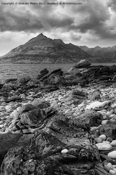 Elgol Isle of Skye monochrome Picture Board by Graham Moore