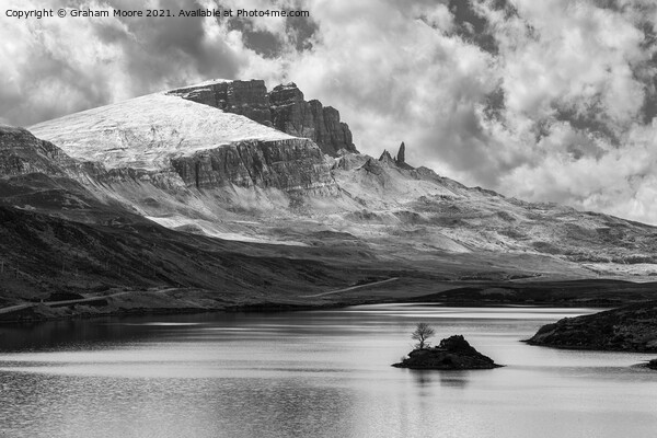 The Old Man of Storr monochrome Picture Board by Graham Moore