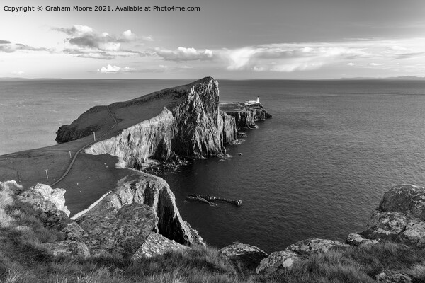 Neist Point Skye monochrome Picture Board by Graham Moore
