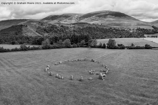 Castlerigg and Skiddaw monochrome Picture Board by Graham Moore