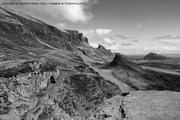 The Quiraing Skye monochrome Picture Board by Graham Moore