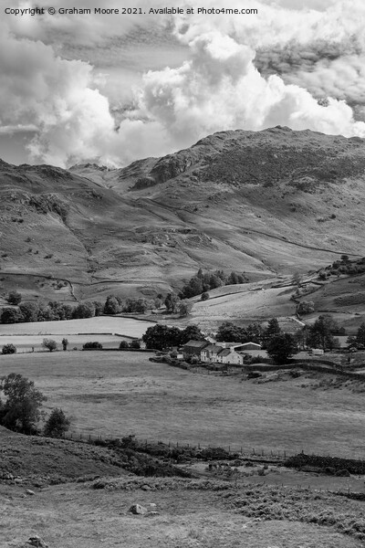 Langdale valley monochrome Picture Board by Graham Moore