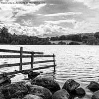 Buy canvas prints of Old fence at Loughrigg Tarn monochrome by Graham Moore