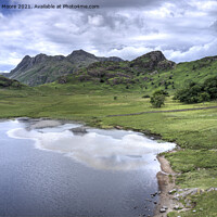 Buy canvas prints of Blea Tarn the Langdale Pikes and Side Pike by Graham Moore