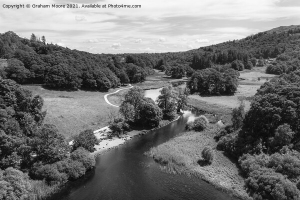 River Brathay at Elterwater monochrome Picture Board by Graham Moore