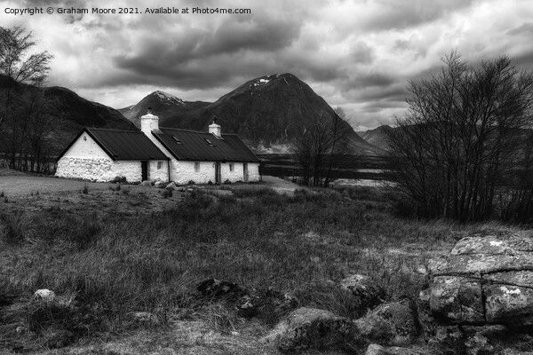 blackrock cottage glencoe monochrome Picture Board by Graham Moore