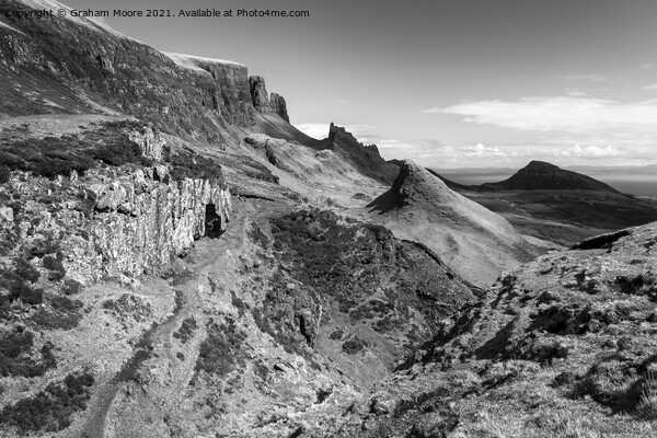 The Quiraing Skye monochrome Picture Board by Graham Moore