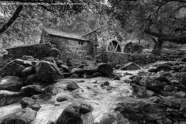 Borrowdale Mill hor monochrome Picture Board by Graham Moore