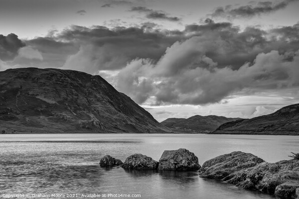 Crummock Water monochrome Picture Board by Graham Moore