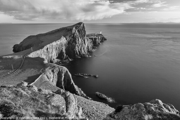 Neist Point Skye long exposure monochrome Picture Board by Graham Moore