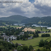 Buy canvas prints of Grasmere village and lake panorama by Graham Moore
