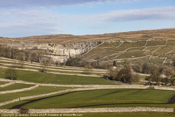 Malham Cove and surrounding fields Picture Board by Graham Moore