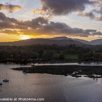 Buy canvas prints of Windermere sunset panorama by Graham Moore