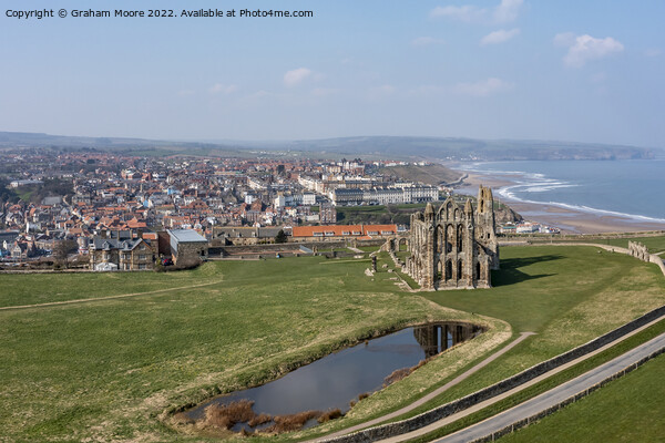 Whitby Abbey and town Picture Board by Graham Moore