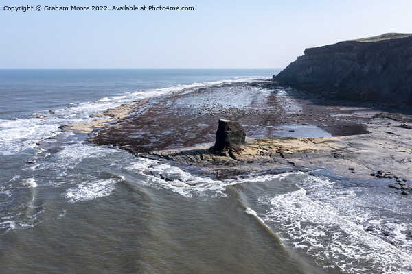 Black Nab Whitby from out to sea Picture Board by Graham Moore