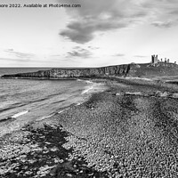 Buy canvas prints of Dunstanburgh Castle from the north elevated monochrome by Graham Moore