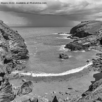 Buy canvas prints of Clearing storm at Tintagel monochrome by Graham Moore