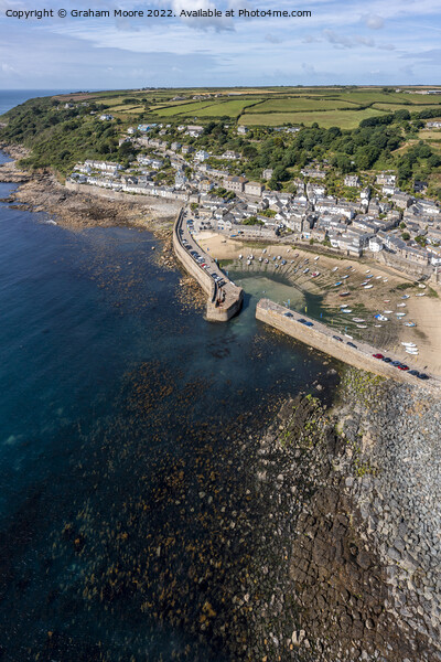Mousehole Cornwall vert pan Picture Board by Graham Moore