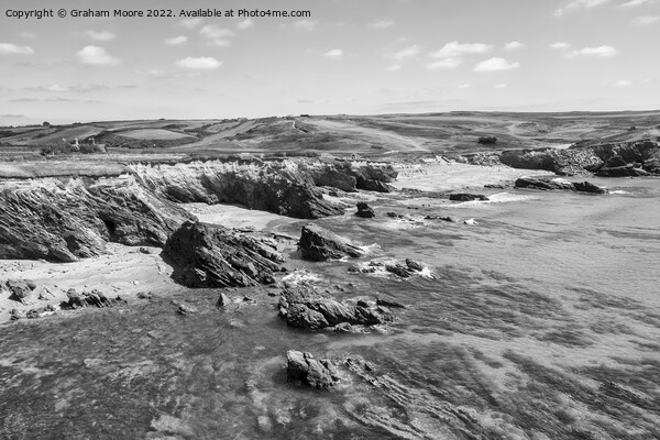 Dollar Cove looking south monochrome Picture Board by Graham Moore