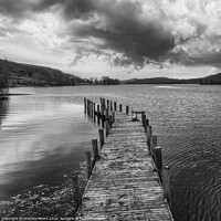Buy canvas prints of Coniston jetty monochrome by Graham Moore