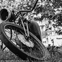 Buy canvas prints of Abandoned motorcycle monochrome by Graham Moore