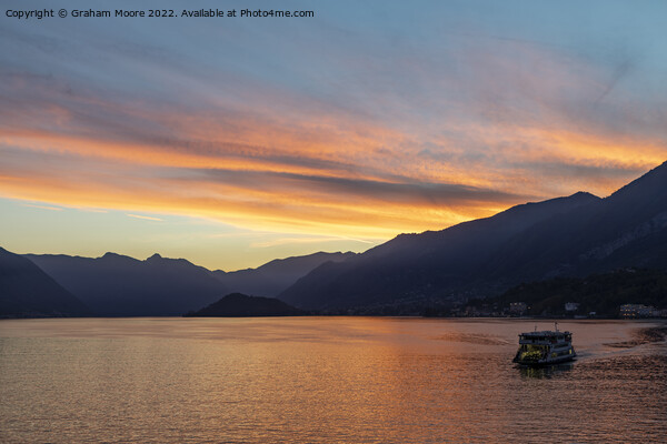 Como ferry at sunset Picture Board by Graham Moore