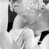 Buy canvas prints of Statue of Cupid kissing Psyche monochrome by Graham Moore