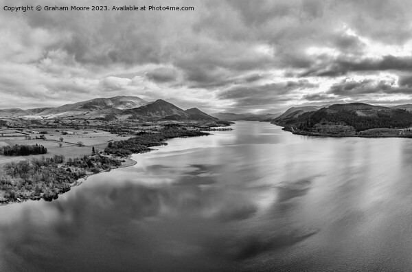 Bassenthwaite looking southeast monochrome Picture Board by Graham Moore
