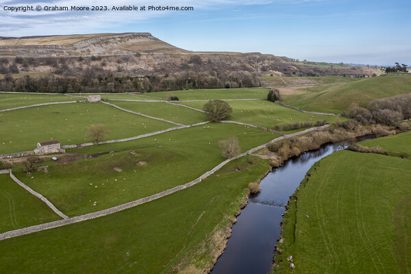 River Ure and Ivy Scar at Thornton Rust looking east Picture Board by Graham Moore