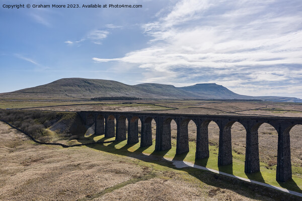 Ribblehead Viaduct and Ingleborough from the east Picture Board by Graham Moore