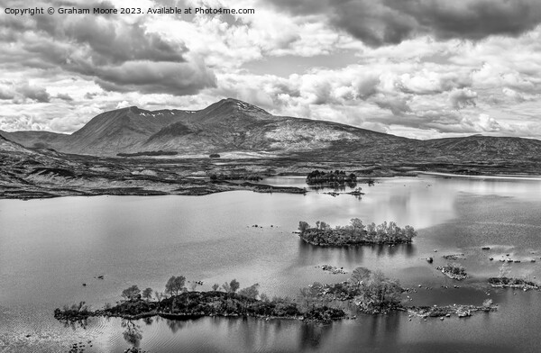 Lochan na h-Achlaise monochrome Picture Board by Graham Moore
