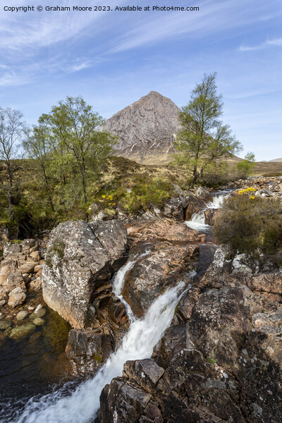 Buachaille Etive Mor and River Coupall falls Picture Board by Graham Moore