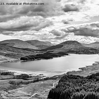 Buy canvas prints of Loch Tulla elevated pan monochrome by Graham Moore