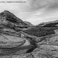 Buy canvas prints of Glen Etive looking south monochrome by Graham Moore