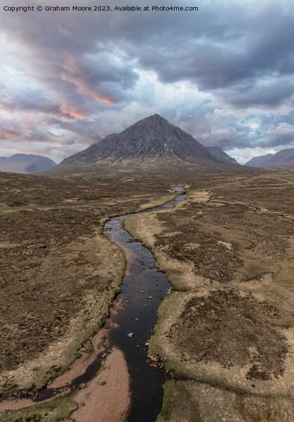 Buachaille Etive Mor and River Etive simulated sunset Picture Board by Graham Moore