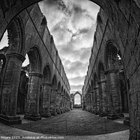 Buy canvas prints of Fountains Abbey nave fisheye shot by Graham Moore