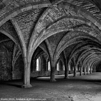 Buy canvas prints of Fountains Abbey cellarium interior by Graham Moore
