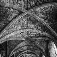 Buy canvas prints of Fountains Abbey cellarium roof detail  by Graham Moore