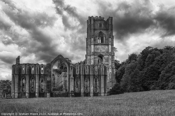 Fountains Abbey and tower from the east Picture Board by Graham Moore