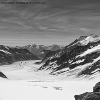Buy canvas prints of Aletsch Glacier from Junfraujoch monochrome by Graham Moore