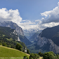 Buy canvas prints of Lauterbrunnen valley from Wengen by Graham Moore