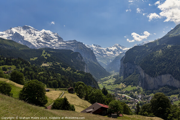 Lauterbrunnen valley and Jungfrau Picture Board by Graham Moore