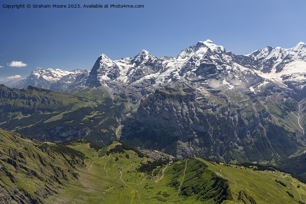 Eiger Monch Jungfrau and Murren from Birg Picture Board by Graham Moore
