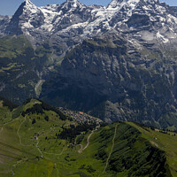 Buy canvas prints of Eiger Monch Jungfrau and Murren from Birg by Graham Moore