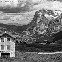 Buy canvas prints of Grindelwald from Kleine Scheidegg monochrome by Graham Moore