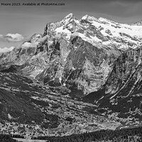 Buy canvas prints of Grindelwald and Wetterhorn monochrome by Graham Moore